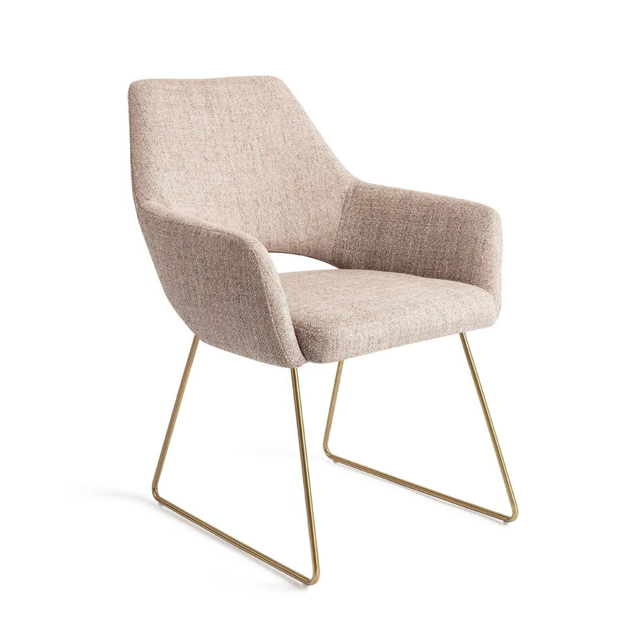 Jesper Home Eetkamerstoel 'Yanai' Slide Gold, kleur Biscuit Beach Jesper Home Eetkamerstoel 'Yanai' Slide Gold, kleur Biscuit Beach afbeelding 1