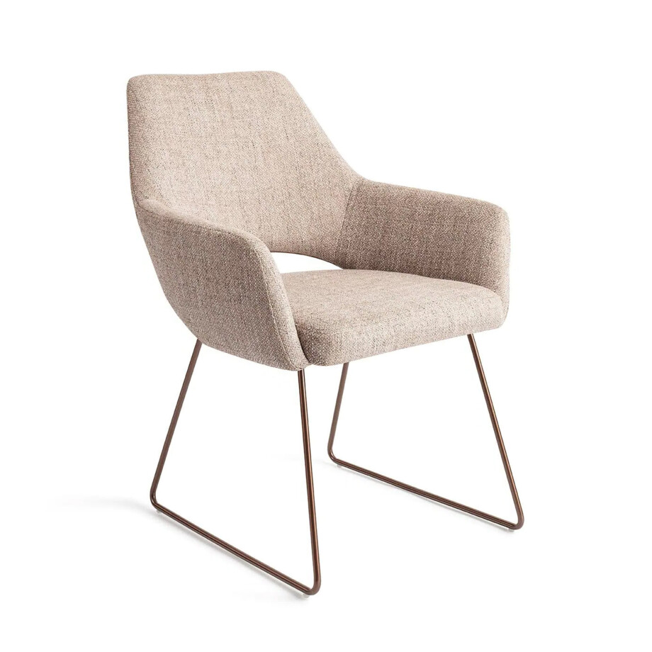 Jesper Home Eetkamerstoel 'Yanai' Slide Rose Gold, kleur Biscuit Beach Jesper Home Eetkamerstoel 'Yanai' Slide Rose Gold, kleur Biscuit Beach afbeelding 1