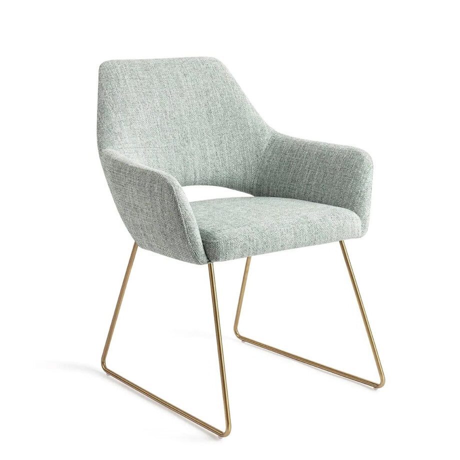Jesper Home Eetkamerstoel 'Yanai' Slide Gold, kleur Soft Sage Jesper Home Eetkamerstoel 'Yanai' Slide Gold, kleur Soft Sage afbeelding 1