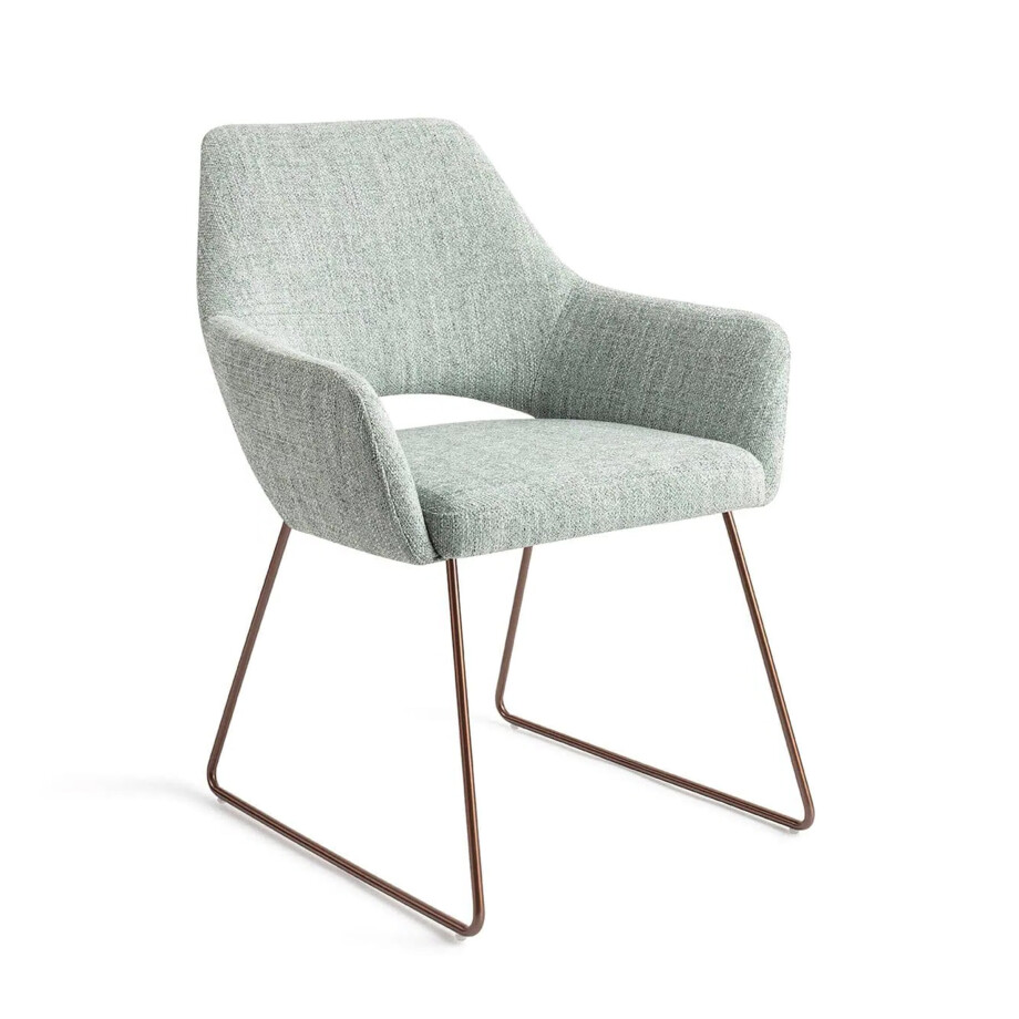 Jesper Home Eetkamerstoel 'Yanai' Slide Rose Gold, kleur Soft Sage Jesper Home Eetkamerstoel 'Yanai' Slide Rose Gold, kleur Soft Sage afbeelding 1