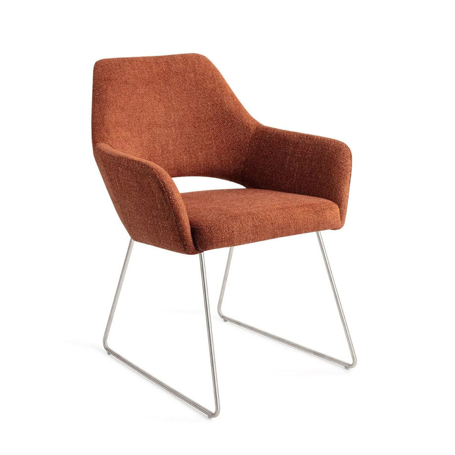 Jesper Home Eetkamerstoel 'Yanai' Slide Steel, kleur Tuscan Terra afbeelding 1