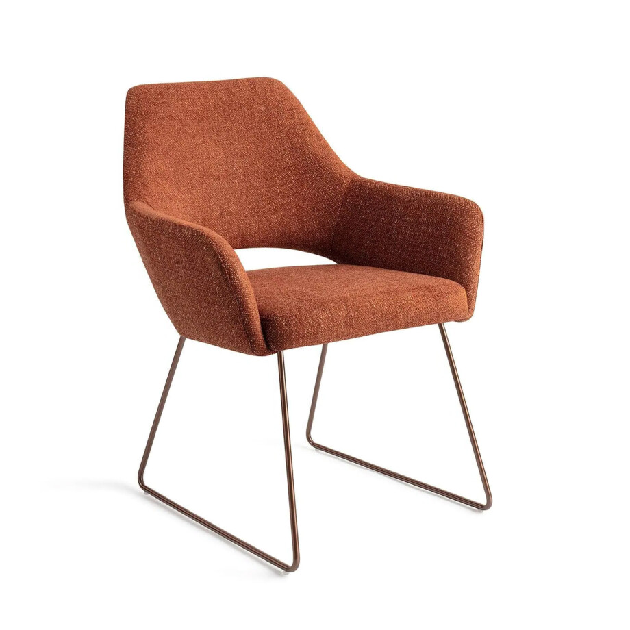 Jesper Home Eetkamerstoel 'Yanai' Slide Rose Gold, kleur Tuscan Terra Jesper Home Eetkamerstoel 'Yanai' Slide Rose Gold, kleur Tuscan Terra afbeelding 1
