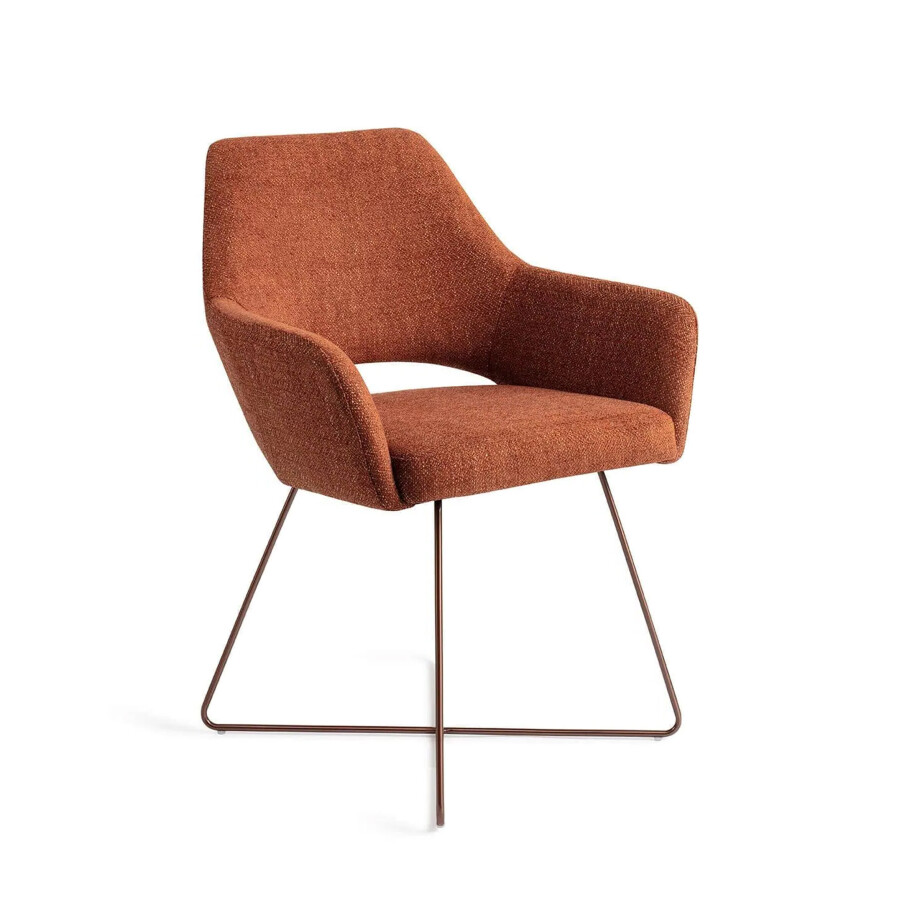 Jesper Home Eetkamerstoel 'Yanai' Cross Rose Gold, kleur Tuscan Terra Jesper Home Eetkamerstoel 'Yanai' Cross Rose Gold, kleur Tuscan Terra afbeelding 1