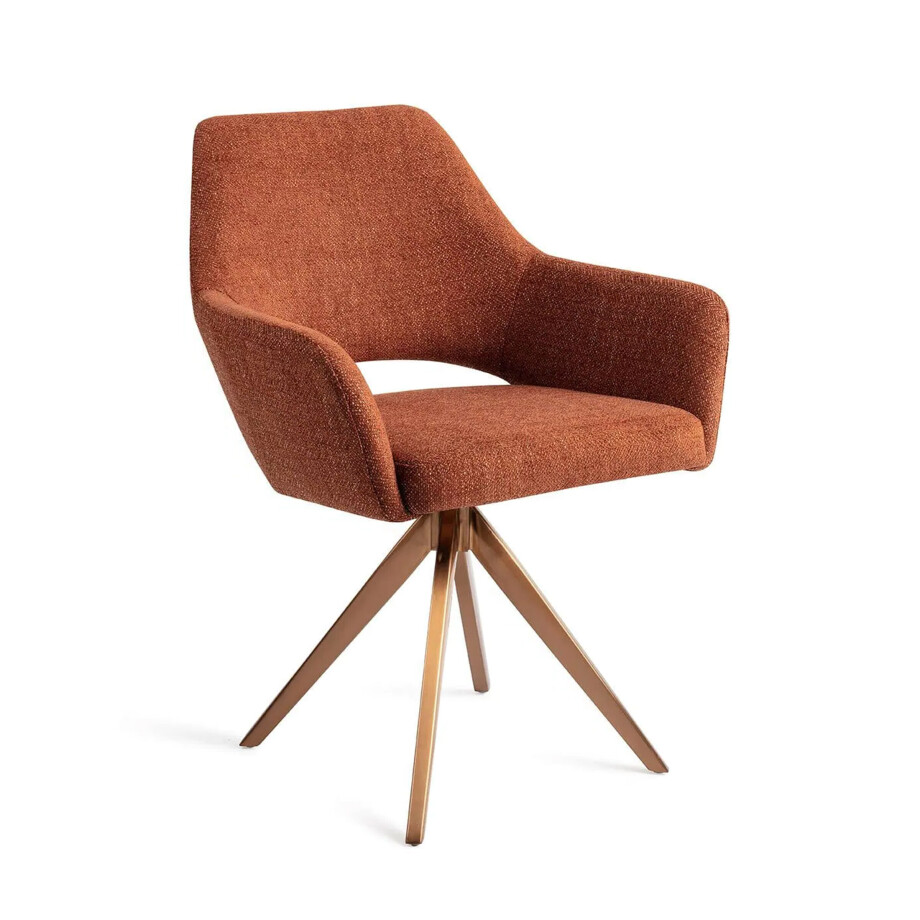 Jesper Home Eetkamerstoel 'Yanai' Turn Rose Gold, kleur Tuscan Terra Jesper Home Eetkamerstoel 'Yanai' Turn Rose Gold, kleur Tuscan Terra afbeelding 1