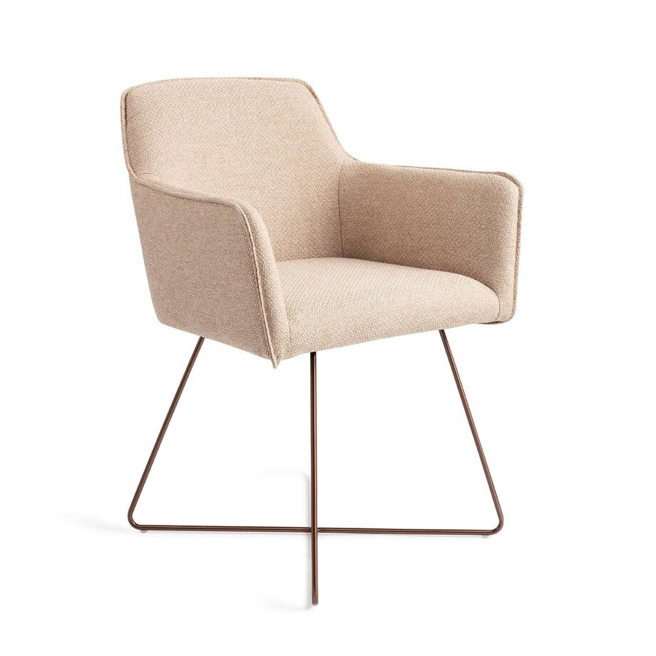 Jesper Home Eetkamerstoel 'Hofu' Cross Rose Gold, kleur Wild Walnut Jesper Home Eetkamerstoel 'Hofu' Cross Rose Gold, kleur Wild Walnut afbeelding 1