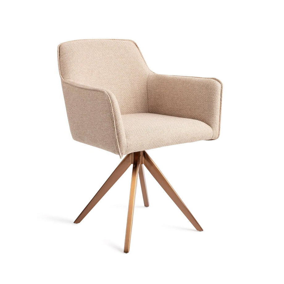 Jesper Home Eetkamerstoel 'Hofu' Turn Rose Gold, kleur Wild Walnut Jesper Home Eetkamerstoel 'Hofu' Turn Rose Gold, kleur Wild Walnut afbeelding 1