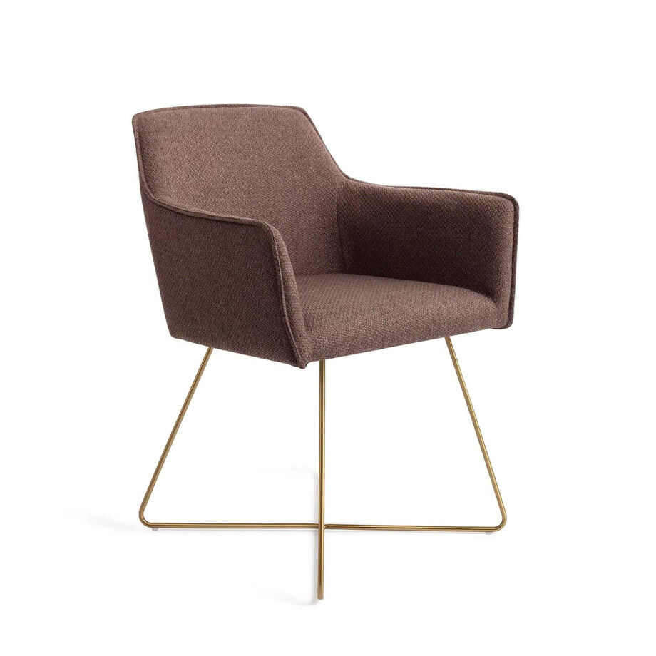 Jesper Home Eetkamerstoel 'Hofu' Cross Gold, kleur Potters Clay Jesper Home Eetkamerstoel 'Hofu' Cross Gold, kleur Potters Clay afbeelding 1