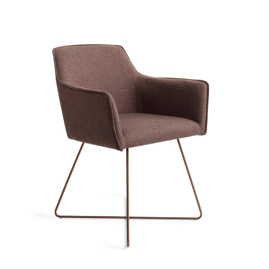 Jesper Home Eetkamerstoel 'Hofu' Cross Rose Gold, kleur Potters Clay Jesper Home Eetkamerstoel 'Hofu' Cross Rose Gold, kleur Potters Clay afbeelding 1