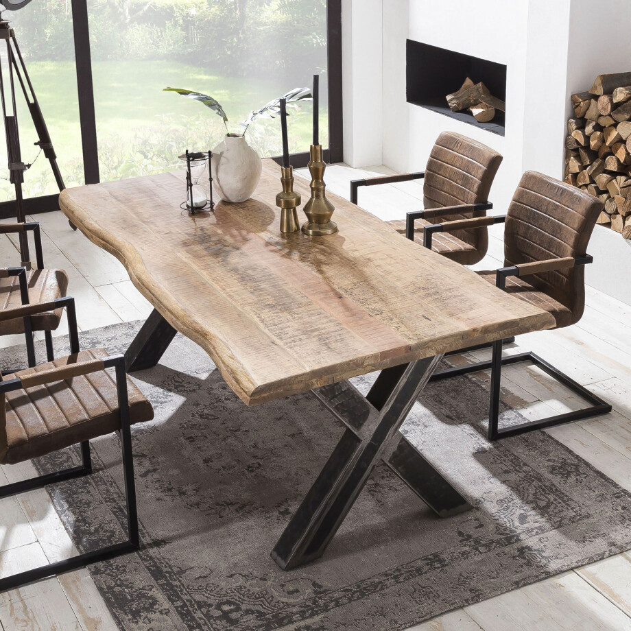 Artistiq Boomstam Eettafel 'Jheri' Mangohout, 220 x 100cm afbeelding 