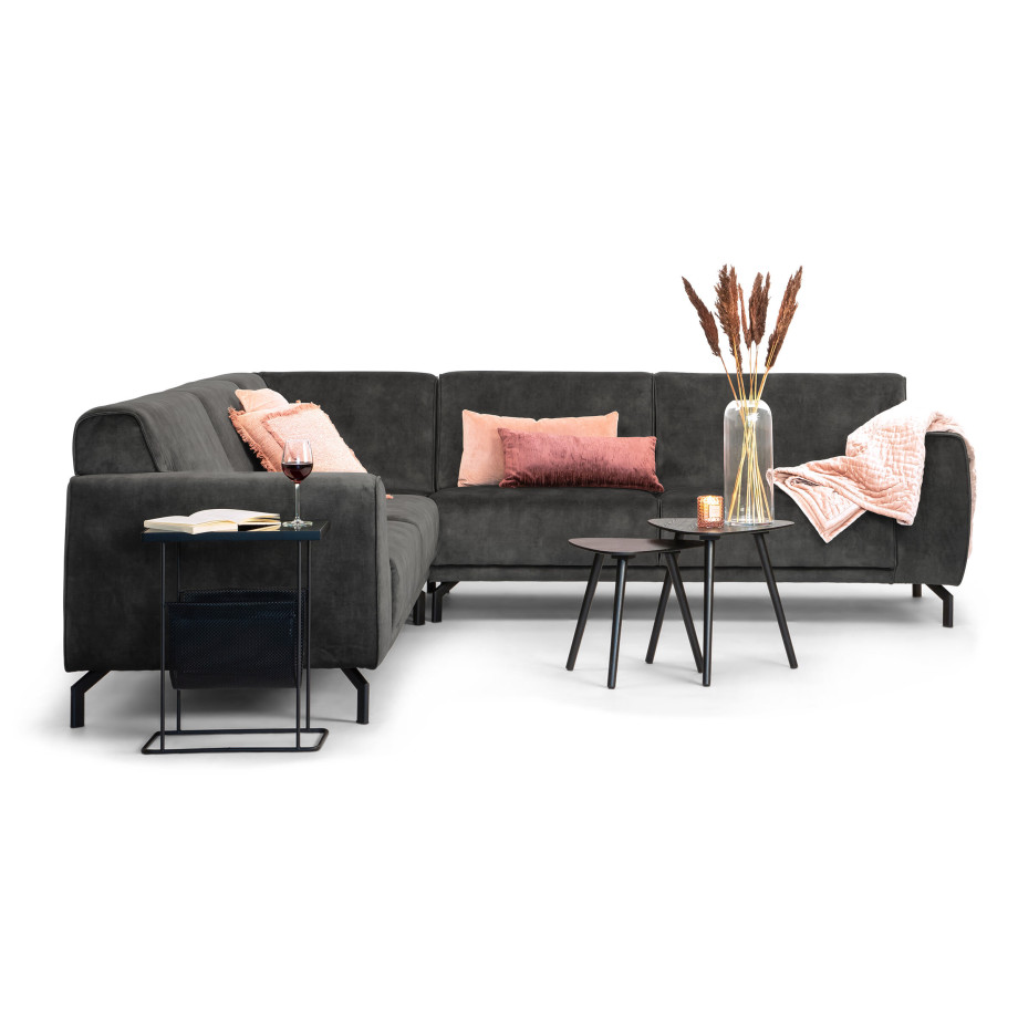 Sohome Hoekbank 'Jill' Velvet, kleur antraciet afbeelding 1