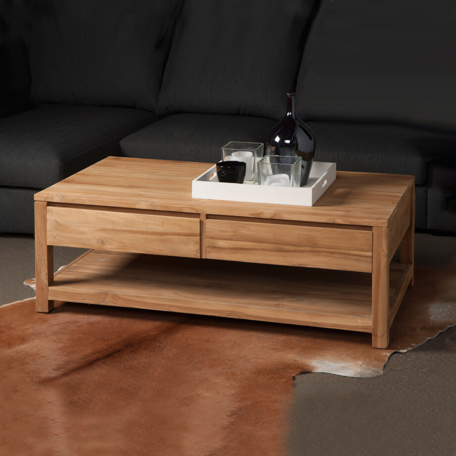 Tower Living Salontafel 'Corona' Teak, 130 x 70cm Tower Living Salontafel 'Corona' Teak, 130 x 70cm afbeelding