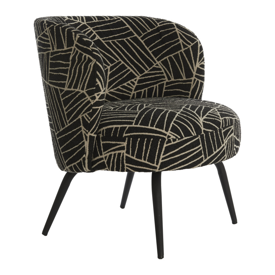 Light & Living Fauteuil 'Dieyda' kleur Zwart/Wit afbeelding 1