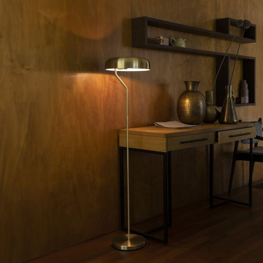 Dutchbone Vloerlamp 'Eclipse' 130cm, kleur Goud afbeelding 1