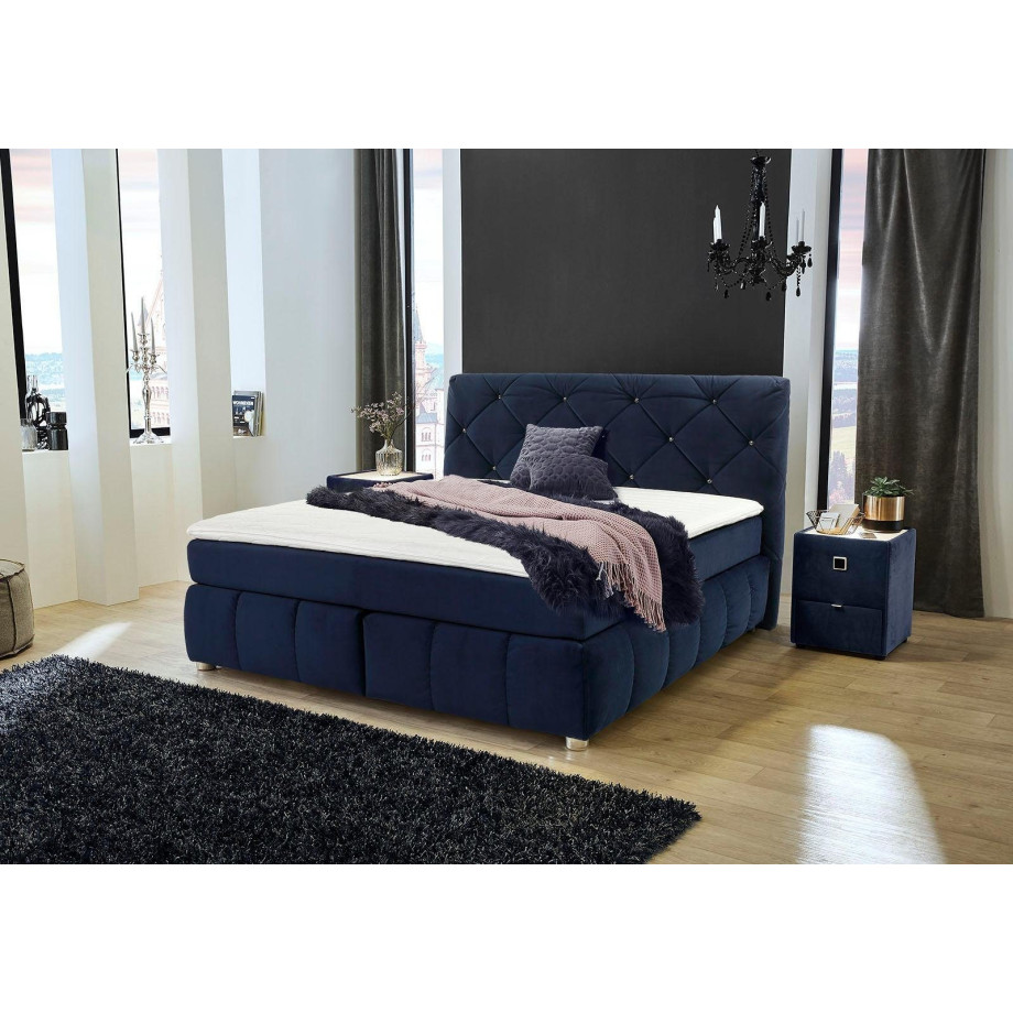 Jockenhöfer Gruppe Boxspring Bella te bestellen in 140 & 18 cm breedte met topmatras van koudschuim en rookglas-stenen afbeelding 1