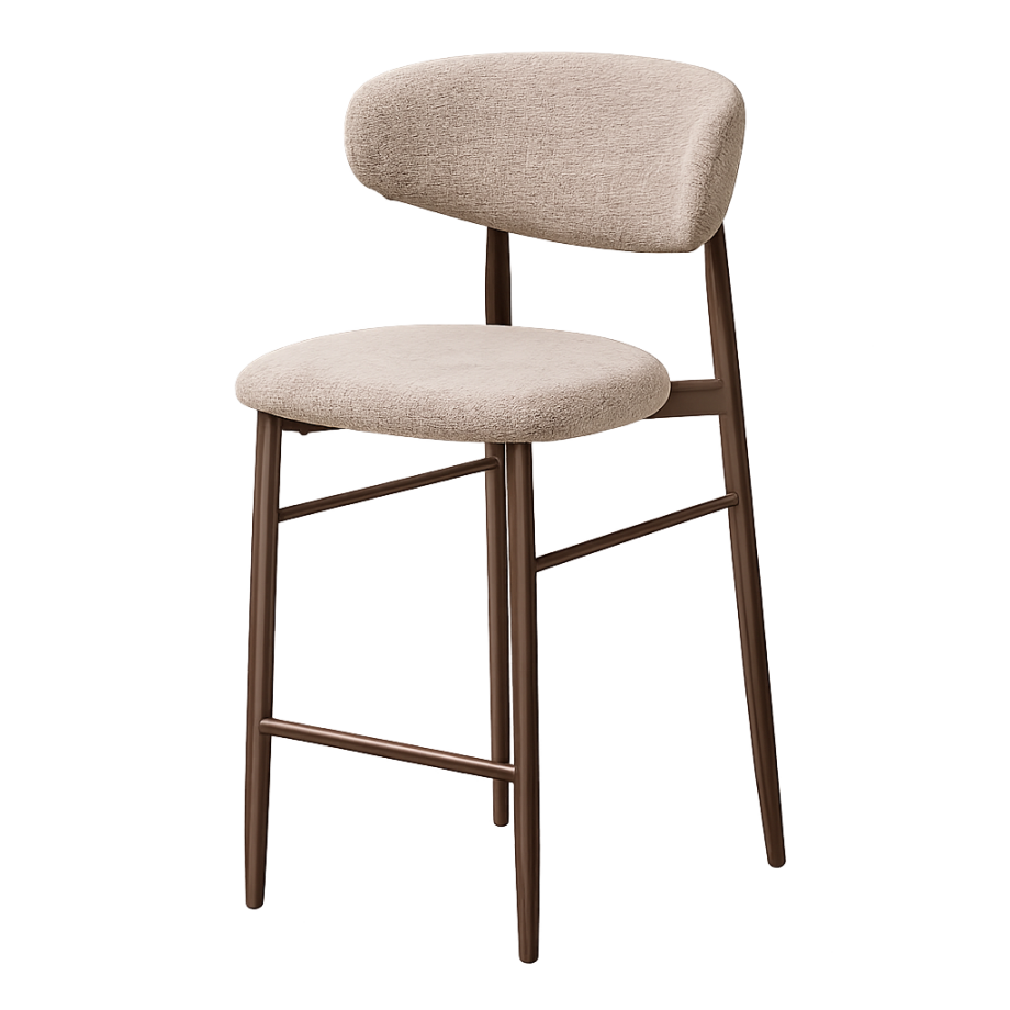 Jolien Barkruk 65 cm taupe mixed - walnoten onderstel Jolien Barkruk 65 cm taupe mixed - walnoten onderstel afbeelding 1