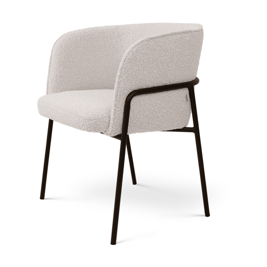 Josefien eetkamerstoel bouclé beige - zwart onderstel afbeelding 1