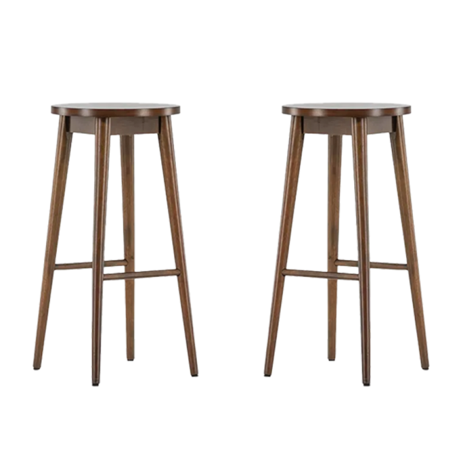Jur houten barkruk donkerbruin - 75 cm - Set van 2 afbeelding 1