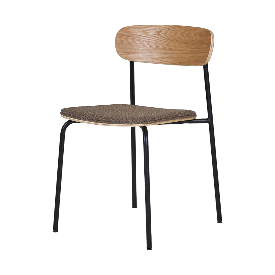 Justus eetkamerstoel met houten leuning bruin - stoffen zitvlak Justus eetkamerstoel met houten leuning bruin - stoffen zitvlak afbeelding 1