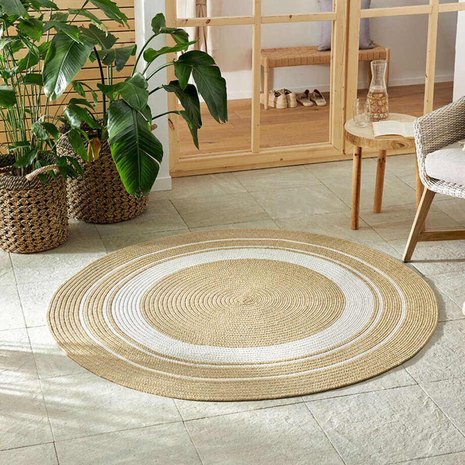 Jute Vloerkleed Braids Rond Beige Ø 200 Cm Laagpolig NORTHRUGS - Dekbed-Discounter.nl afbeelding 1