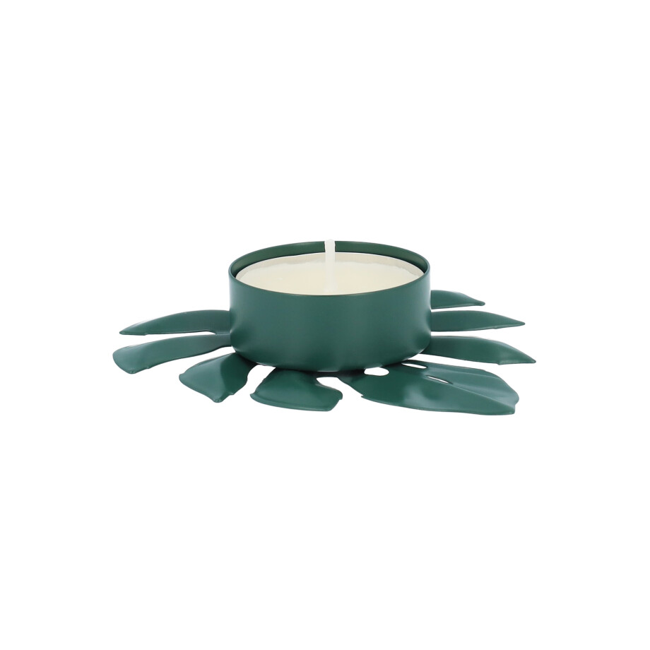 QUVIO Waxinelichthouder - Blad - 9 x 8 x 2 cm - Groen afbeelding 1