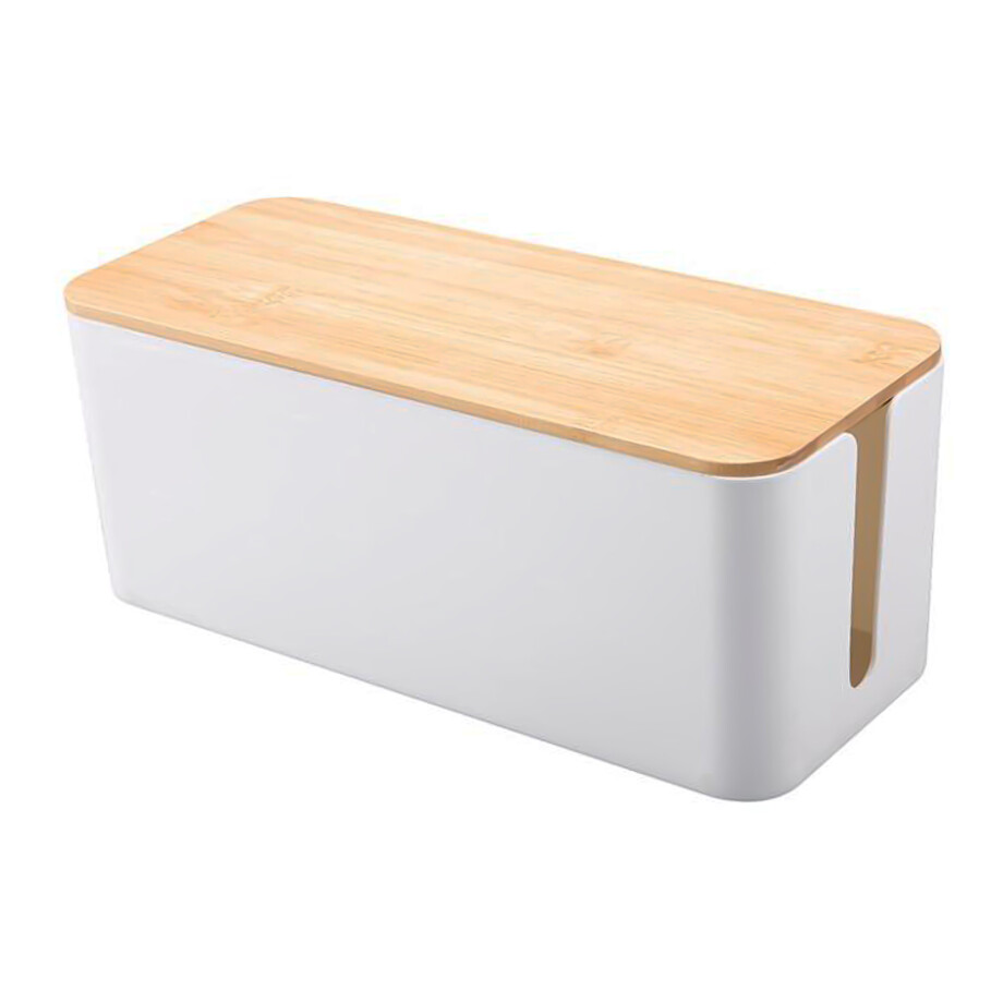 QUVIO Kabelorganizer - Kunststof - Hout afbeelding 1