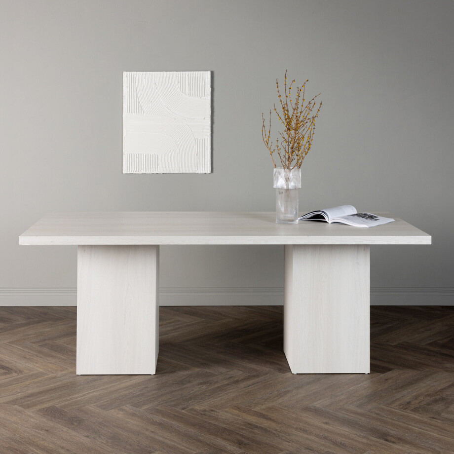 Nohr Eettafel 'Kaden' MDF, 200 x 90cm, kleur Whitewash afbeelding 1