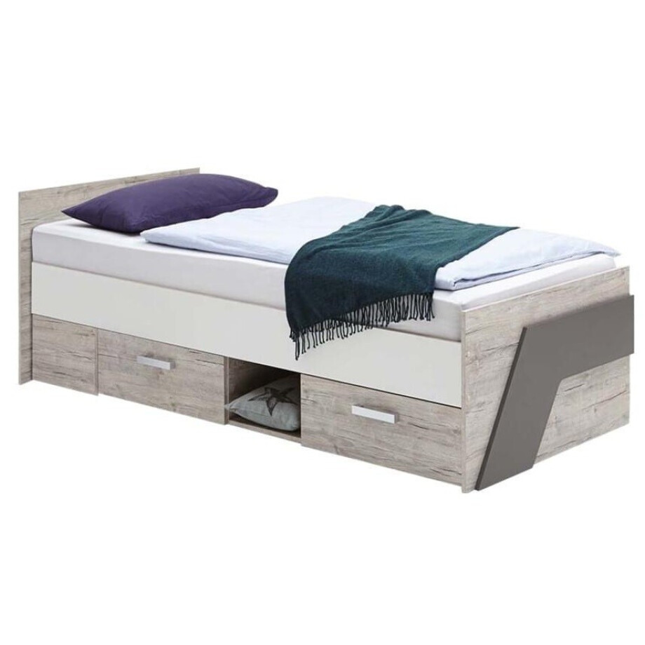 Eenpersoonsbed Nona 200 cm zand eiken afbeelding 1