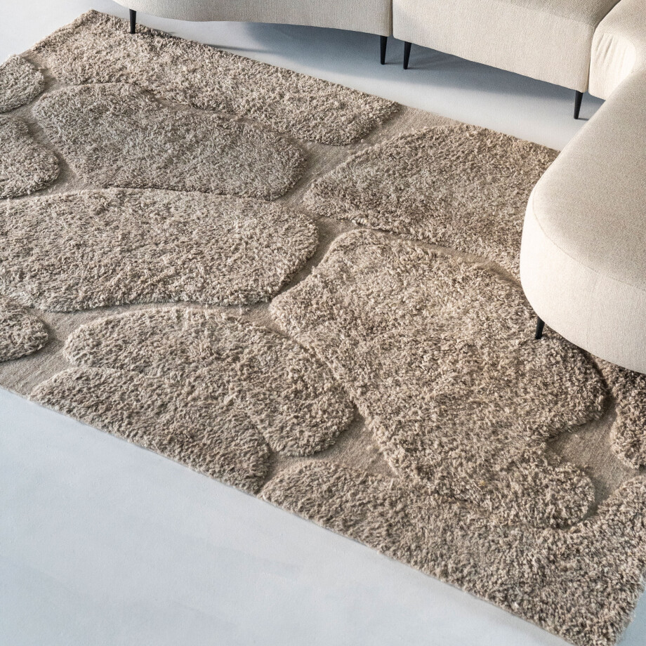 By-Boo Vloerkleed 'Kala' Wol, 200 x 300cm, kleur Taupe afbeelding 1