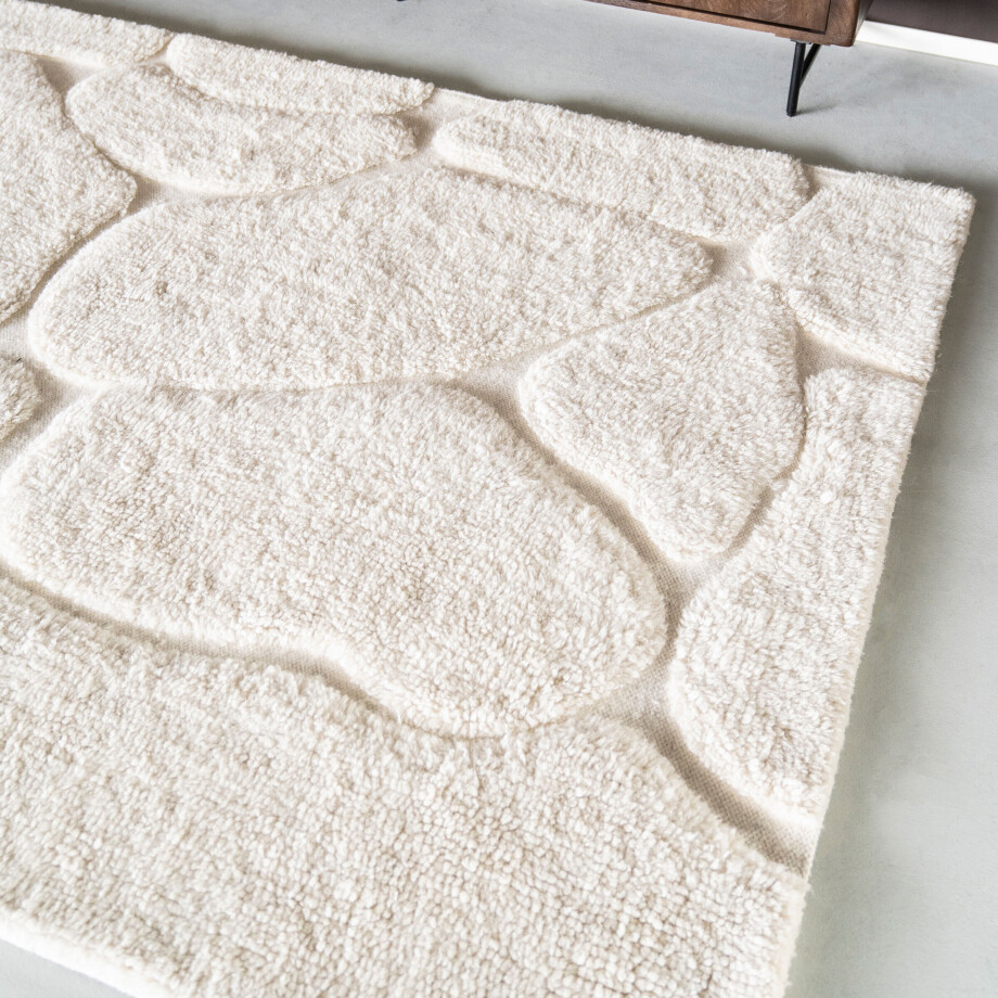 By-Boo Vloerkleed 'Kala' Wol, 160 x 230cm, kleur Off White By-Boo Vloerkleed 'Kala' Wol, 160 x 230cm, kleur Off White afbeelding 1