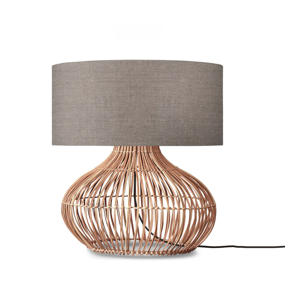 GOOD&MOJO Tafellamp 'Kalahari' Rotan en linnen, 65cm, kleur Naturel/Donkerbeige GOOD&MOJO Tafellamp 'Kalahari' Rotan en linnen, 65cm, kleur Naturel/Donkerbeige afbeelding 1
