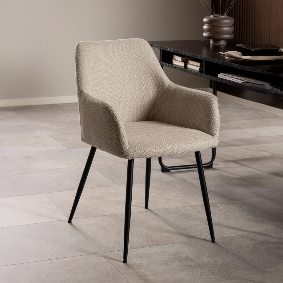 Bendt Eetkamerstoel 'Kalena' kleur Beige Bendt Eetkamerstoel 'Kalena' kleur Beige afbeelding 1