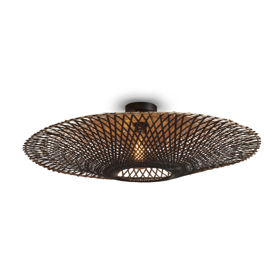 GOOD&MOJO Plafondlamp 'Kalimantan' Bamboe, 87cm, kleur Zwart/Naturel afbeelding 