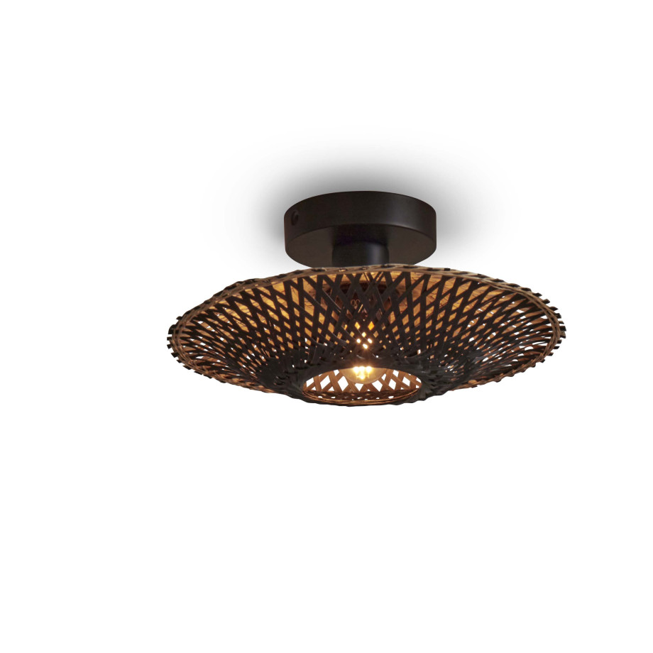 GOOD&MOJO Plafondlamp 'Kalimantan' Bamboe, 30cm, kleur Zwart/Naturel afbeelding 