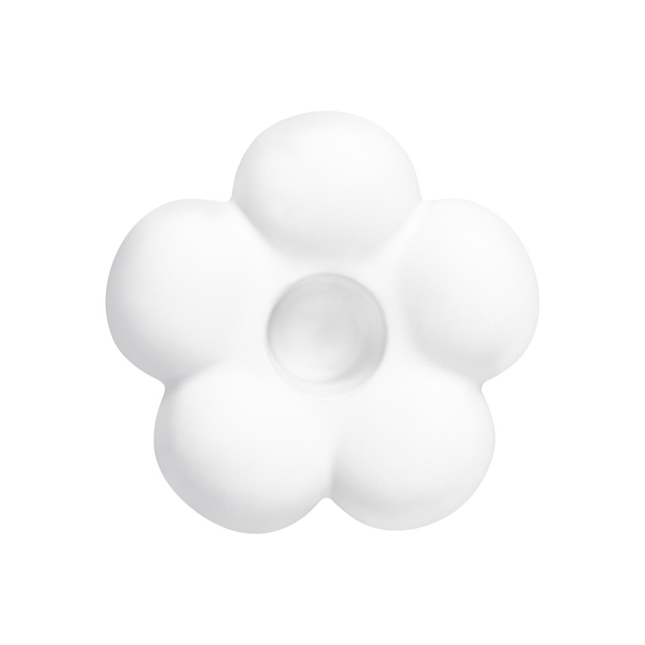 QUVIO Kandelaar bloemvorm - Klein - Keramiek - ø8,7 cm - Wit afbeelding 1