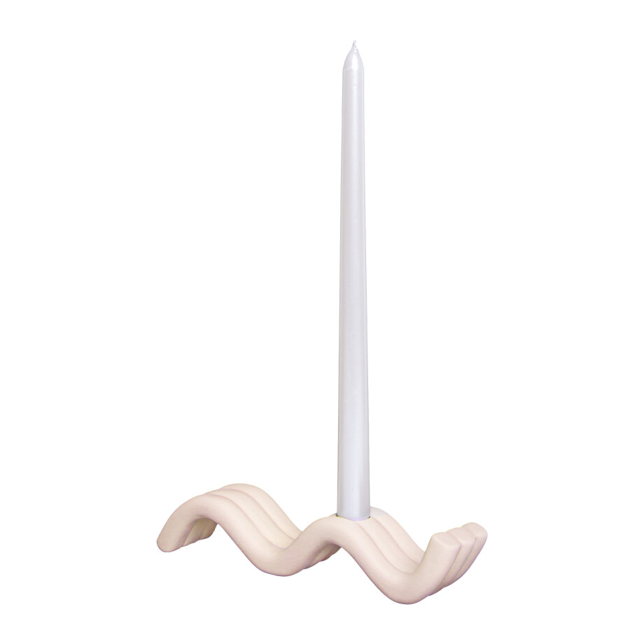 QUVIO Kandelaar golvend - Keramiek - Beige afbeelding 1
