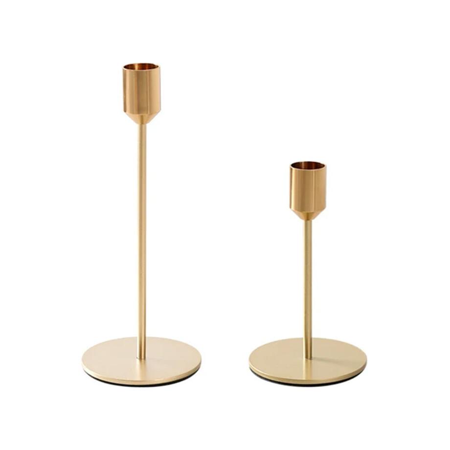 QUVIO Kandelaars - Set van 2 - Metaal - Goud afbeelding 1