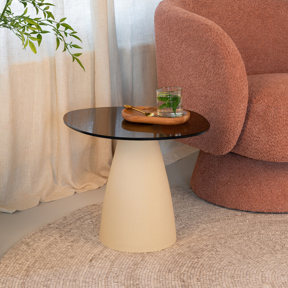 Sohome Organische Salontafel 'Jacky' Glas en betonlook, 50 x 43cm afbeelding 