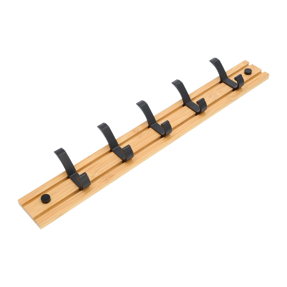 QUVIO Kapstok - Verstelbare hangers - Bamboe en staal - 1,5 x 50 x 6 cm afbeelding 1