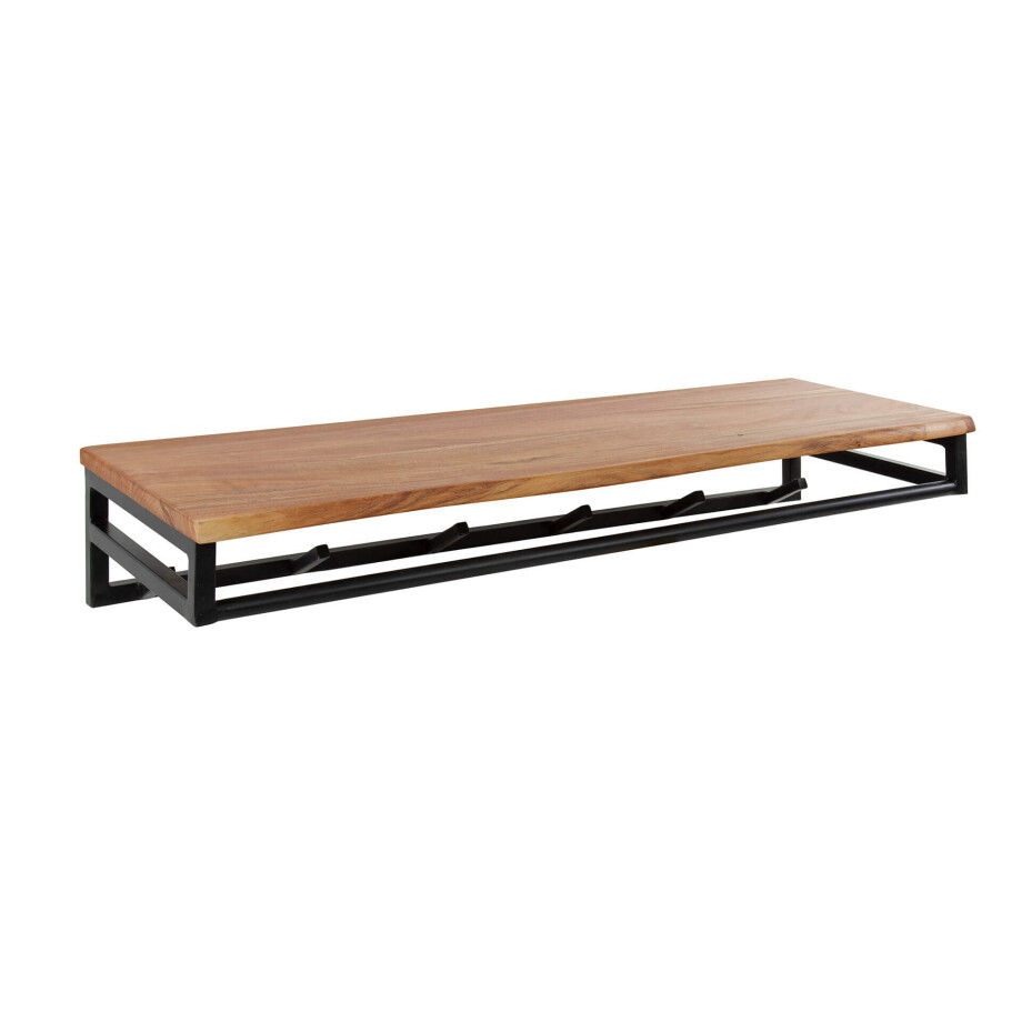 Kapstok Custom roede en hoedenplank 6 haken Massief acacia afbeelding 1