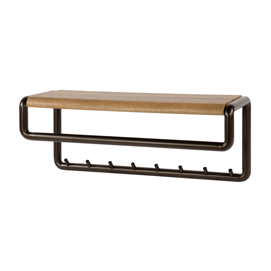 Kapstok Luno roede en hoedenplank 8 haken Drift brown afbeelding 1