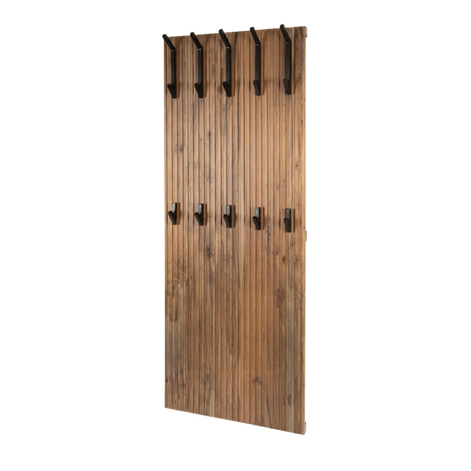 Kapstok Panel hoog 15 haken Massief acacia bruin afbeelding 1