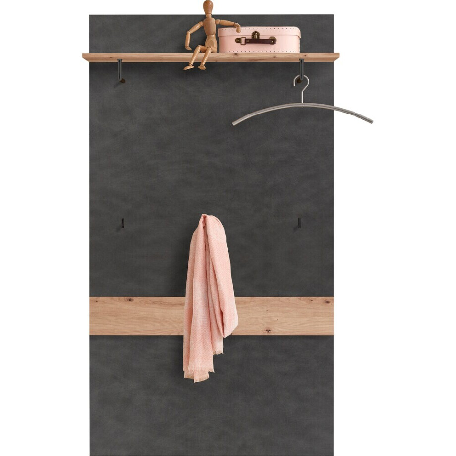 Kapstokpaneel Bristol 145 cm Hoog - Matera met Eiken Kapstokpaneel Bristol 145 cm Hoog - Matera met Eiken afbeelding 1