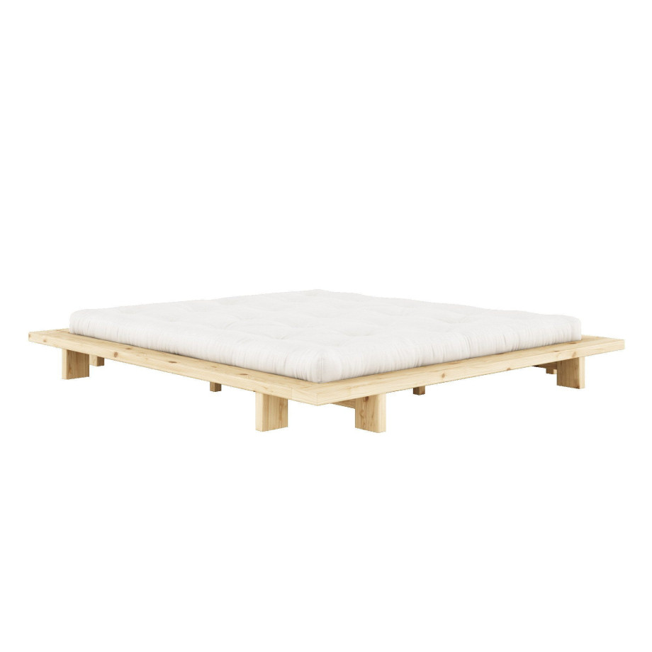 Karup Bedframe JAPAN BED vloerbed, houten frame, futonbed, houten bed Massief houten bed met lattenbodem, massief grenen, 2-persoonsbed zonder hoofdbord afbeelding 1