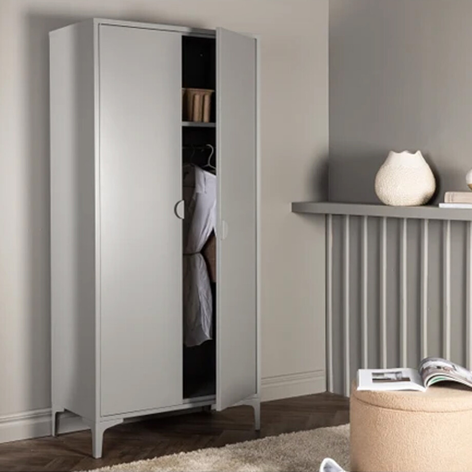 Nohr Kledingkast 'Danyella' 183 x 85cm, kleur Lichtgrijs Nohr Kledingkast 'Danyella' 183 x 85cm, kleur Lichtgrijs afbeelding 1