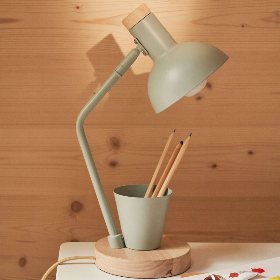 Kave Home Tafellamp 'Katia' Met pennenhouder, kleur Groen afbeelding 1