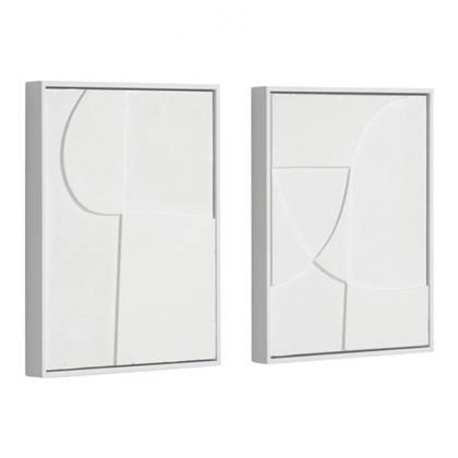 Kave Home - Set Beija met twee witte kunstwerken 32 x 42 cm afbeelding 1