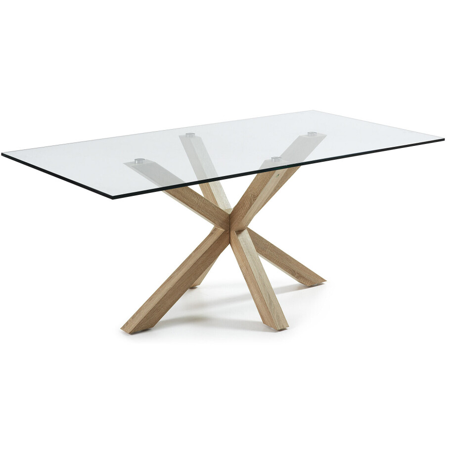 Kave Home Eettafel 'Argo' hout / glas, 200 x 100cm Kave Home Eettafel 'Argo' hout / glas, 200 x 100cm afbeelding