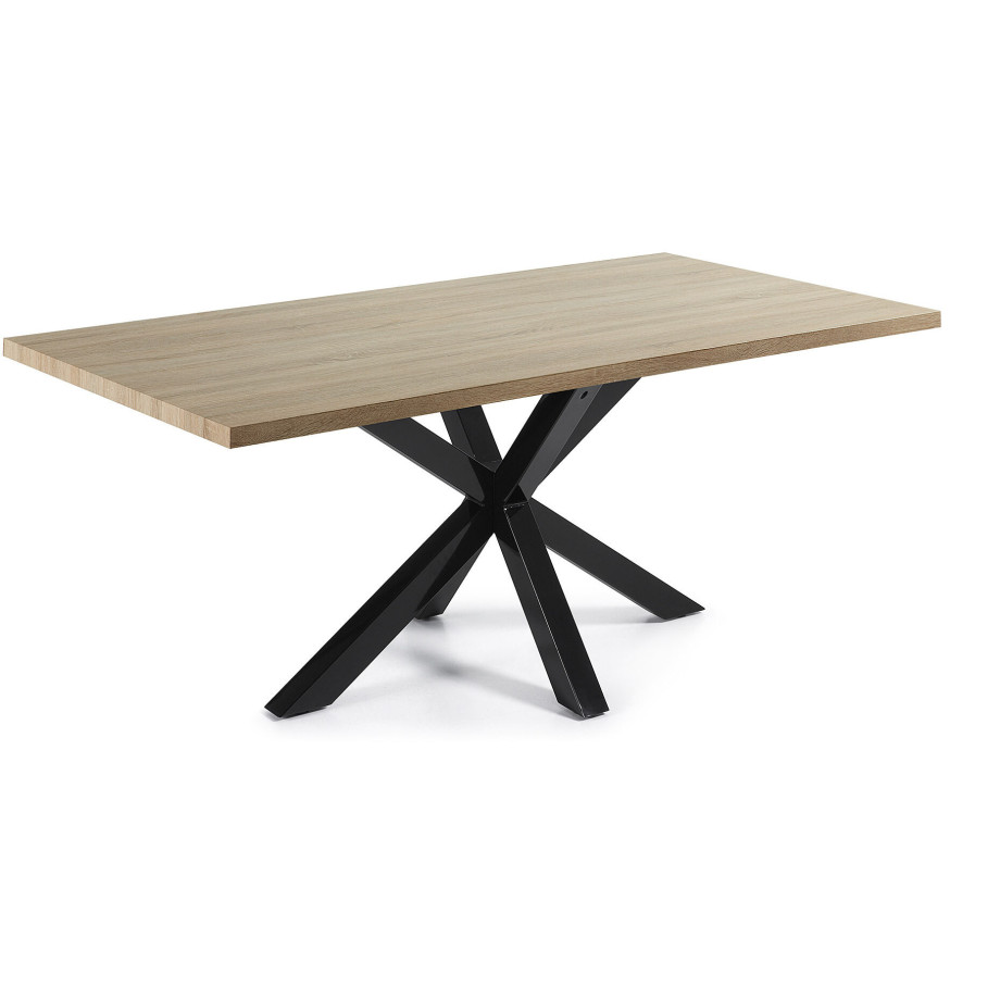 Kave Home Eettafel 'Argo' Zwart/Eiken, 200 x 100cm afbeelding 