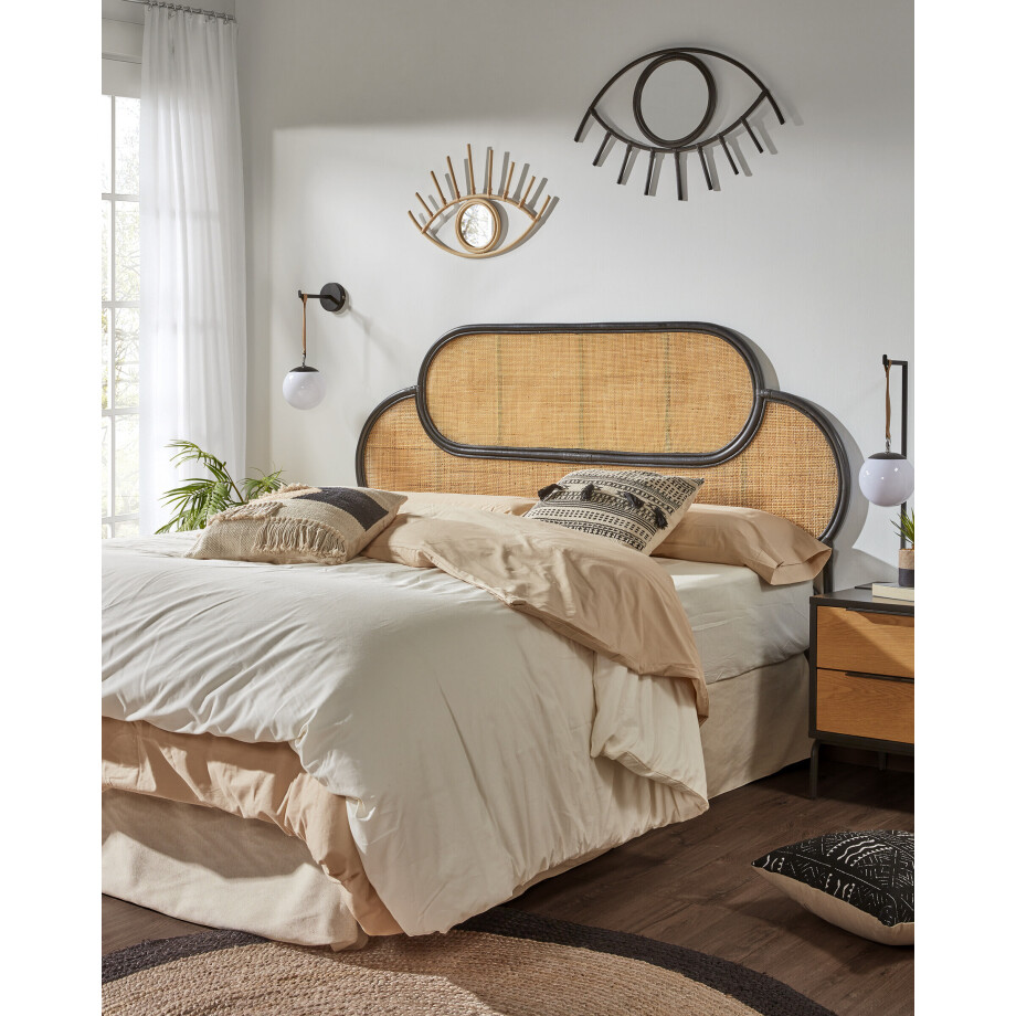 Kave Home Hoofdbord 'Lalita' Rotan / Webbing, kleur Zwart Kave Home Hoofdbord 'Lalita' Rotan / Webbing, kleur Zwart afbeelding 1