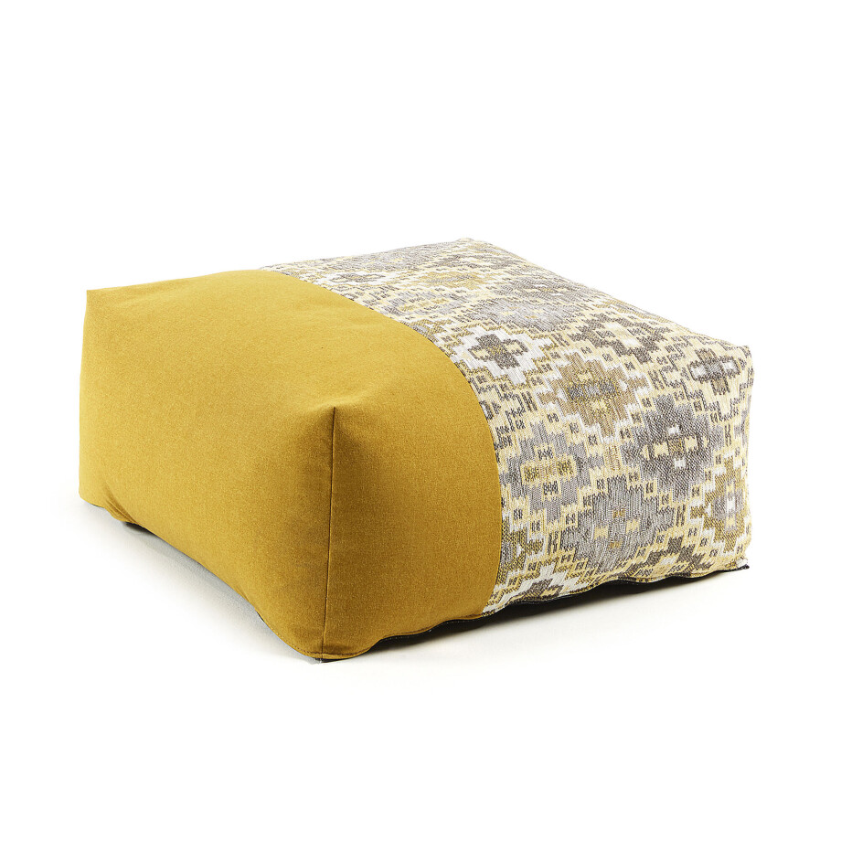 Kave Home Poef 'Nazca' 70cm, kleur Mosterdgeel afbeelding 1